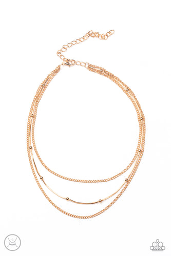 Infused with two dainty gold chains, a gold beaded snake chain wraps around the neck for a stunning layered look. Features an adjustable clasp closure.