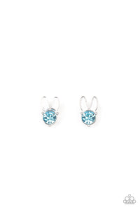 Featuring white bunny ears, the Easter inspired frames include glittery pairs of rhinestones that vary in shades of blue, white, purple, pink, and iridescent. Earrings attach to standard post fittings