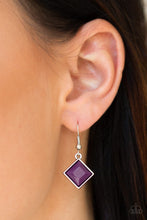 Load image into Gallery viewer, Glistening silver filigree spins into a dramatic pendant below the collar. Square plum beads are pressed into the airy frame for a colorful finish. Features an adjustable clasp closure.
