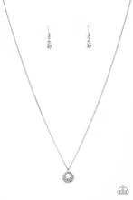 Load image into Gallery viewer, Encrusted in glittery white rhinestones, a dainty silver pendant swings below the collar for a glamorous look. Features an adjustable clasp closure
