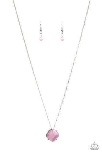 Chiseled into a tranquil square, a glowing pink moonstone pendant swings below the collar for a colorfully refined look. Features an adjustable clasp closure.