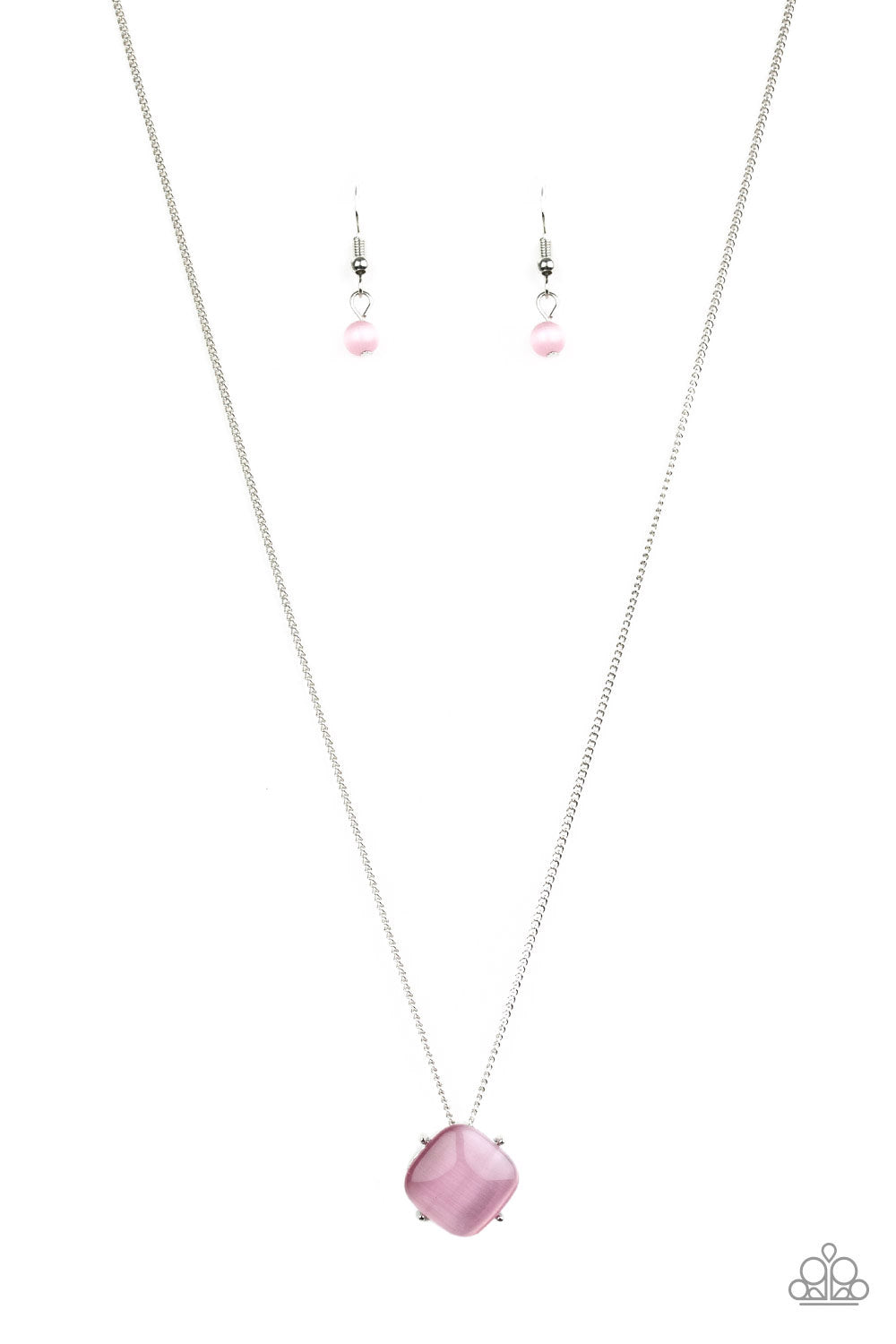 Chiseled into a tranquil square, a glowing pink moonstone pendant swings below the collar for a colorfully refined look. Features an adjustable clasp closure.