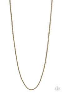 Brushed in a high-sheen finish, a shimmery strand of brass mesh chain drapes across the chest for a sleek look. Features an adjustable clasp closure.