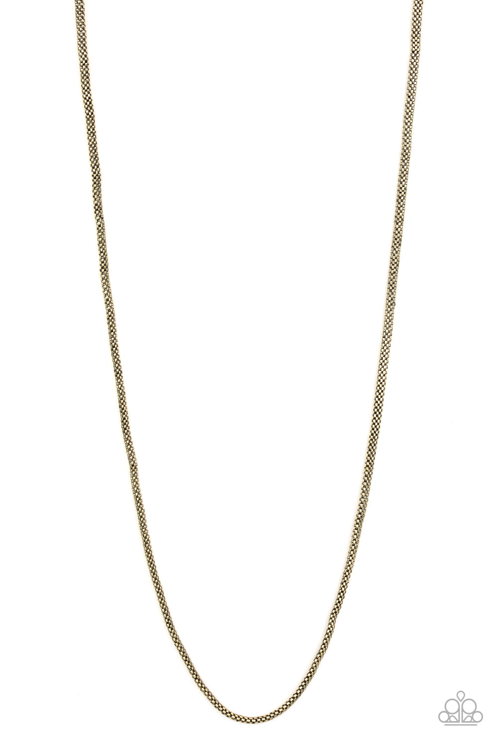 Brushed in a high-sheen finish, a shimmery strand of brass mesh chain drapes across the chest for a sleek look. Features an adjustable clasp closure.