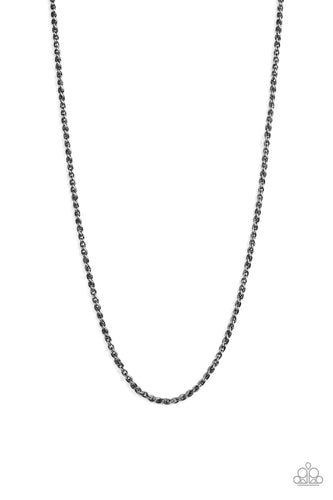 A dainty gunmetal wheat chain drapes across the chest for a classic look. Features an adjustable clasp closure.