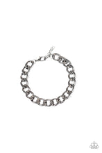 Load image into Gallery viewer, A thick strand of gunmetal curb link chain is wrapped around the wrist for a classic look. Features an adjustable clasp closure.
