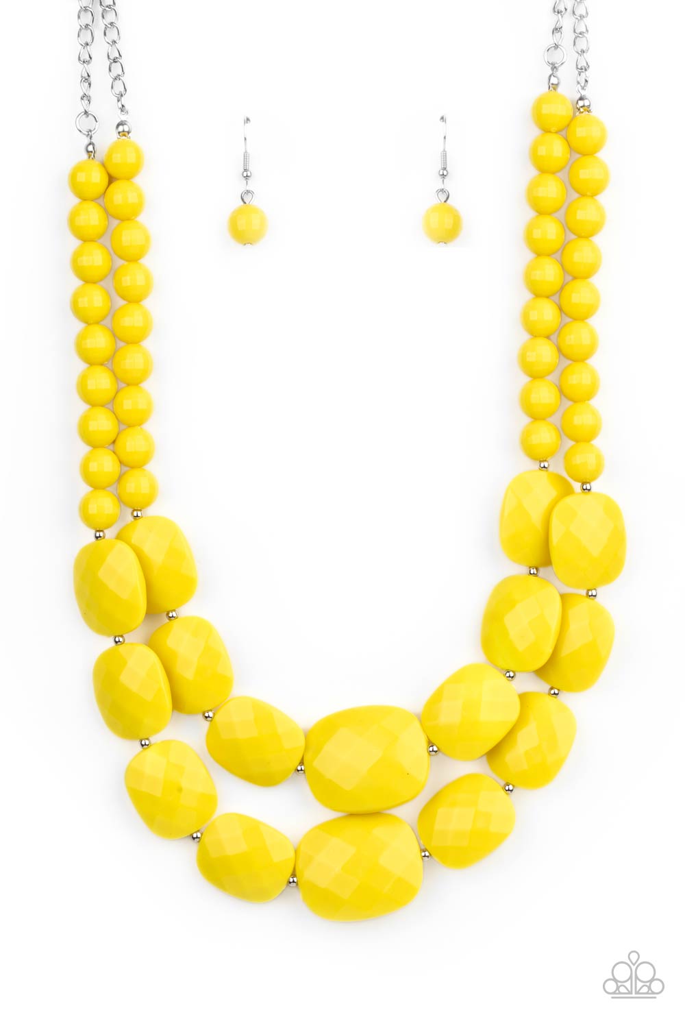 Featuring square facets, strands of shimmery Illuminating beads give way to an oversized collection of flattened Illuminating beads. Featuring faceted surfaces, the asymmetrical beads catch and reflect the light as they flawlessly layer below the collar. Features an adjustable clasp closure.