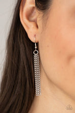 Load image into Gallery viewer, A dainty collection of round and teardrop French Blue beads flair out from an oversized teardrop bead across the front of an ornate frame. Embossed and cutout in geometric patterns, the tribal inspired pendant swings from the bottom of a lengthened silver chain for a dramatic pop of color. Features an adjustable clasp closure.
