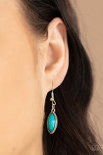 Load image into Gallery viewer, Encased in sleek silver frames, a collection of marquise shaped blue beads delicately coalesce into a leafy pendant below the collar for a whimsical pop of color. Features an adjustable clasp closure. 
