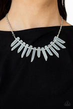 Load image into Gallery viewer, Separated by dainty silver beads, an opaque collection of glassy-like icicle beads fan out below the collar, creating an icy fringe. Features an adjustable clasp closure.
