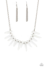Load image into Gallery viewer, Separated by dainty silver beads, an opaque collection of glassy-like icicle beads fan out below the collar, creating an icy fringe. Features an adjustable clasp closure.
