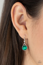 Load image into Gallery viewer, Encased in antiqued silver fittings, dainty white rhinestones and glowing Mint cat&#39;s eye stones delicately link below the collar for a timeless finish. Features an adjustable clasp closure. 
