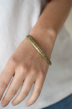 Load image into Gallery viewer, Featuring a subtle twist, a burnished brass bangle is engraved in the biblical passage, &quot;Every good gift and every perfect gift is from above.--James 1:17,&quot; for an inspirational finish.
