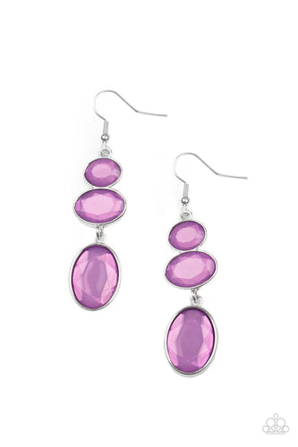 Gradually increasing in size, dewy Amethyst Orchid oval gems trickle from the ear, linking into an ethereal lure. Earring attaches to a standard fishhook fitting. 