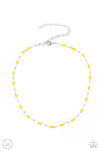 Load image into Gallery viewer, Dainty silver beads and cylindrical Illuminating beads delicately link around the neck, creating a minimalist inspired pop of color. Features an adjustable clasp closure.
