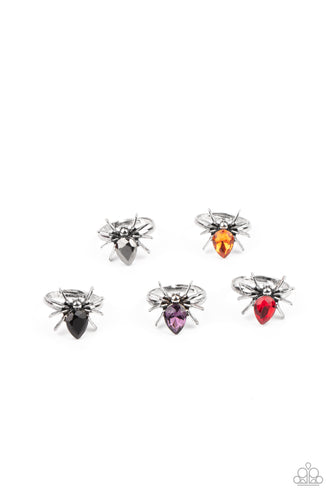 The spooky spider frames feature rhinestone accents that vary in shades of red, purple, black, orange, and hematite.