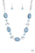 Load image into Gallery viewer, Featuring a faux stone look, a refreshing collection of cloudy Spring Lake beads join bubbly Spring Lake pearls, and white crystal-like gems below the collar. Dainty clusters of Spring Lake pearls, flat silver beads, and white crystal-like gems adorn the display, adding effervescent movement to the whimsical scene. Features an adjustable clasp closure. 
