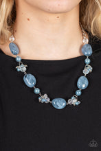Load image into Gallery viewer, Featuring a faux stone look, a refreshing collection of cloudy Spring Lake beads join bubbly Spring Lake pearls, and white crystal-like gems below the collar. Dainty clusters of Spring Lake pearls, flat silver beads, and white crystal-like gems adorn the display, adding effervescent movement to the whimsical scene. Features an adjustable clasp closure. 
