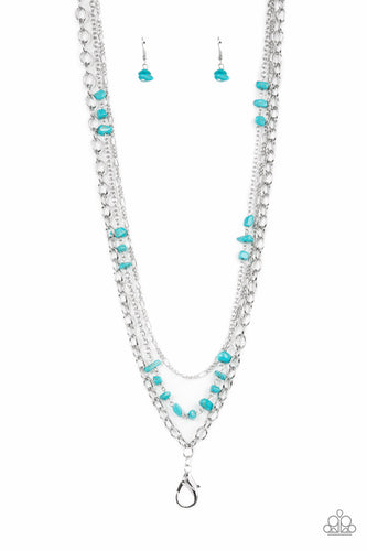 Infused with sections of refreshing turquoise stones, a trio of mismatched silver chains layer down the chest for a dash of earthy refinement. Features an adjustable clasp closure. 