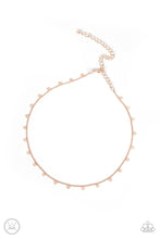Load image into Gallery viewer, Dainty rose gold hearts dance from a dainty rose gold chain around the neck, creating a flirtatious fringe. Features an adjustable clasp closure. 
