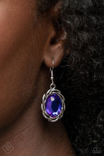 Load image into Gallery viewer, Brushed in a subtle metallic finish, a collection of variegated oval multicolored purple gems connect end to end along the collar. Antiqued silver frames, embellished with a layered rope texture, wrap around each of the brilliant gems for a rustically refined finish. Features an adjustable clasp closure.  Sold as one individual necklace. Includes one pair of matching earrings.  New Kit Fashion Fix
