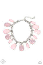 Load image into Gallery viewer, A charming collection of opaque and translucent Gossamer Pink beads swings from a classic silver chain. The faceted beads are a mishmash of shapes and sizes, creating a flirtatious pop of color around the wrist. Features an adjustable clasp closure.  Sold as one individual bracelet.  New Kit Fashion Fix
