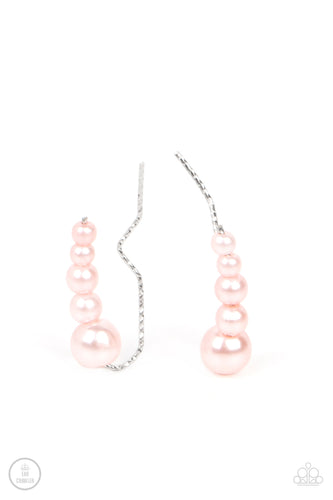A bubbly cluster of dainty pink pearls decrease in size as they climb the ear, curving into an effervescent accent. Features an extended post fitting that climbs the back of the ear and can be pressed together for a more secure fit.
