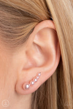 Load image into Gallery viewer, A bubbly cluster of dainty pink pearls decrease in size as they climb the ear, curving into an effervescent accent. Features an extended post fitting that climbs the back of the ear and can be pressed together for a more secure fit.
