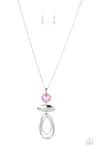 A marquise-shaped frame of iridescent rhinestones swings from the top of a slightly asymmetrical, oblong silver hoop. The airy pair connects to a polished oval disc tilted on its side that then connects to an elegant Lavender pearl in a perfect finishing touch as the pendant slides along a silver chain. Due to its prismatic palette, color may vary. Features an adjustable clasp closure. 