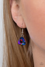 Load image into Gallery viewer, A collection of dreamy trilliant-cut rhinestones in iridescent shades of blue and pink fall in line along the collar in a majestic finish. Features an adjustable clasp closure. Due to its prismatic palette, color may vary.
