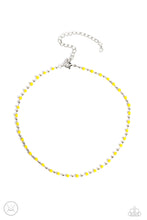 Load image into Gallery viewer, Dainty silver beads and square Samoan Sun beads delicately link around the neck, creating a minimalist inspired bright pop of color. Features an adjustable clasp closure.
