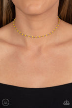 Load image into Gallery viewer, Dainty silver beads and square Samoan Sun beads delicately link around the neck, creating a minimalist inspired bright pop of color. Features an adjustable clasp closure.
