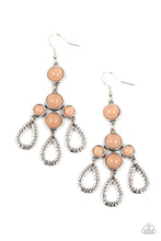 Load image into Gallery viewer, A cluster of bubbly Desert Mist opaque beaded frames give way to hammered silver teardrops, creating a mystical fringe. Earring attaches to a standard fishhook fitting.  Sold as one pair of earrings.
