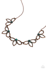 Load image into Gallery viewer, Featuring patina-brushed centers, dainty copper petals delicately link together and fan out below the collar for a whimsical fashion. Features an adjustable clasp closure.
