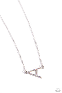 Embossed with dainty iridescent rhinestones, a silver letter "A" hovers below the collar from a dainty silver chain, for a sentimentally simple design. Features an adjustable clasp closure. Due to its prismatic palette, color may vary. 