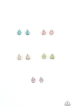 Load image into Gallery viewer, The Easter inspired frames feature dainty egg frames that vary in shades of blue, pink, green, purple, and multicolored. Earrings attach to standard post fittings.
