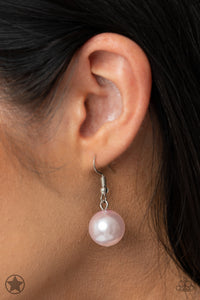 A silky pink ribbon replaces a traditional chain to give an elegant look. Pearly pastel pink beads and funky silver pieces intermix with varying lengths of silver chains to give a fresh take on a Victorian-inspired piece.  Sold as one individual necklace. Includes one pair of matching earrings.
