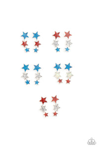 Let freedom ring with these red, white and blue iridescent stars. Earrings attach to standard post fittings.